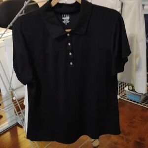 IZOD Shirt Ladies Black Polo with 4 Snap Front Golf Extra Large